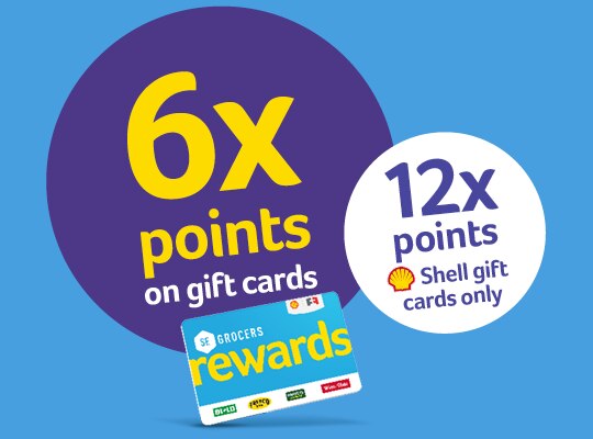 6x points on gift cards and 12x points on shell gift cards only